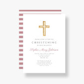 ピンクモダン宗教十字架《キリスト教》洗礼式や命名式 招待状