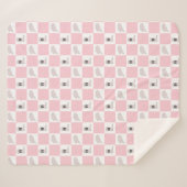 ピンクモダン市松模様に女性のカーボーイロデオパターン シェルパブランケット (正面(横))