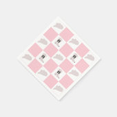 ピンクモダン市松模様に女性のカーボーイロデオパターン スタンダードカクテルナプキン (角)