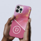 ピンクモダン幾何学的モノグラム iPhoneケース