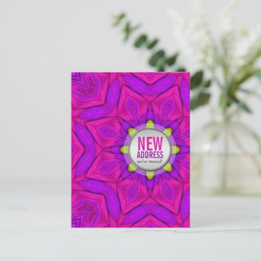 ピンクモダン引っ越しましたの新しい住所はがき 案内ポストカード (スタンド正面)
