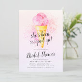 ピンクモダン彼女はスクープされたブライダルシャワー 招待状 (スタンド正面)