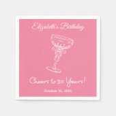 ピンクモダン応援30年誕生日ナプキンス スタンダードカクテルナプキン (正面)
