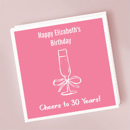 ピンクモダン応援30年誕生日ナプキンス スタンダードカクテルナプキン