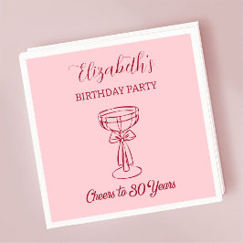 ピンクモダン応援30年誕生日ナプキンス スタンダードカクテルナプキン