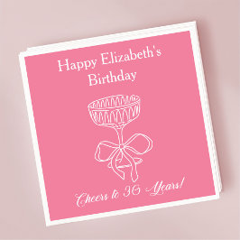 ピンクモダン応援30年誕生日ナプキンス スタンダードカクテルナプキン