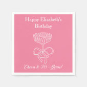 ピンクモダン応援30年誕生日ナプキンス スタンダードカクテルナプキン (正面)