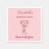 ピンクモダン応援30年誕生日ナプキンス スタンダードカクテルナプキン (正面)