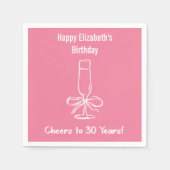 ピンクモダン応援30年誕生日ナプキンス スタンダードカクテルナプキン (正面)