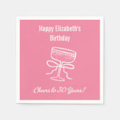 ピンクモダン応援30年誕生日ナプキンス スタンダードカクテルナプキン (正面)