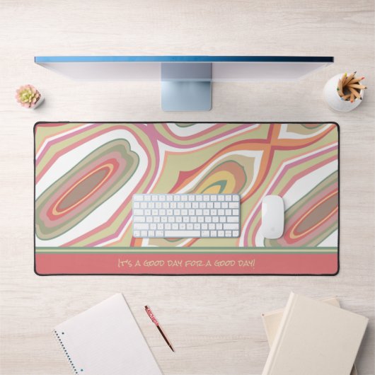 ピンクモダン抽象芸術ボカラフルーホネーム引用文 デスクマット (オフィス1)