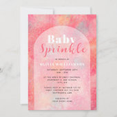 ピンクモダン抽象芸術水彩ベビー散布 招待状 (正面)