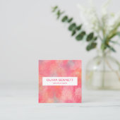 ピンクモダン抽象芸術水色 スクエア名刺 (スタンド正面)