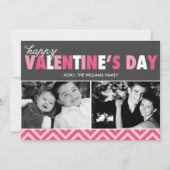 ピンクモダン文字バレンタインデーの写真 シーズンカード (正面)