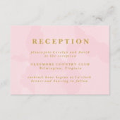 ピンクモダン水彩結婚式レセプションカード エンクロージャーカード (正面)