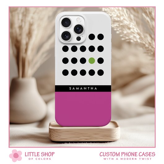 ピンクモダン水玉模様カラーブロックモノグラム Case-Mate iPhoneケース