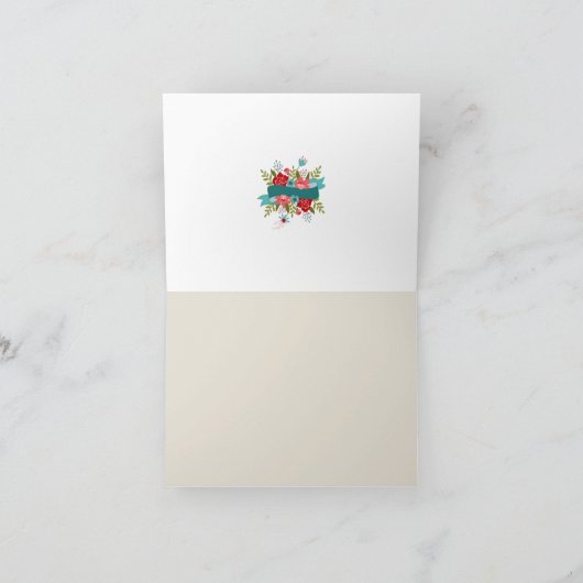 ピンクモダン水玉模様フローラデザイン サンキューカード (内部)