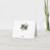 ピンクモダン水玉模様フローラデザイン サンキューカード (裏面)