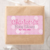 ピンクモダン水玉模様赤ちゃんシャワー水ボトルラベル ラベル (インサイチュ)