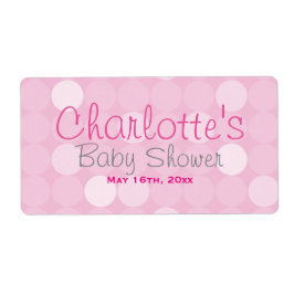 ピンクモダン水玉模様赤ちゃんシャワー水ボトルラベル ラベル