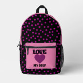 ピンクモダン水玉模様 プリントバックパック (正面)