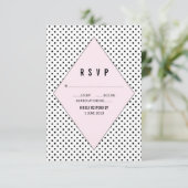 ピンクモダン水玉模様RSVP 出欠カード (スタンド正面)