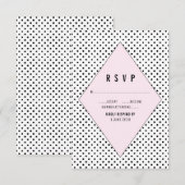 ピンクモダン水玉模様RSVP 出欠カード (正面/裏面)