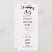 ピンクモダン淡い色のとブルーの大理石結婚式 プログラム (裏面)