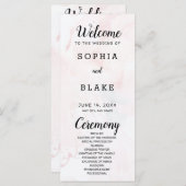 ピンクモダン淡い色のとブルーの大理石結婚式 プログラム (正面/裏面)