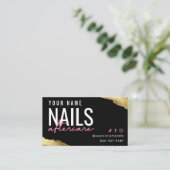 ピンクモダン爪、 ネイルアフターケアカード 名刺 (スタンド正面)