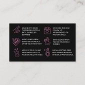 ピンクモダン爪、 ネイルアフターケアカード 名刺 (裏面)