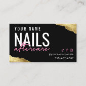 ピンクモダン爪、 ネイルアフターケアカード 名刺 (正面)