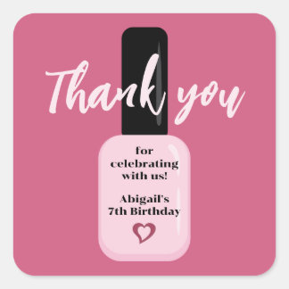 ピンクモダン爪、 ネイルポーランドサンキュー誕生日 スクエアシール