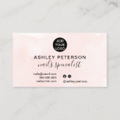 ピンクモダン爪、 ネイルポーランド専門イラストレーション 名刺 (裏面)