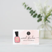 ピンクモダン爪、 ネイルポーランド専門イラストレーション 名刺 (スタンド正面)