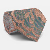 ピンクモダン王室のローズ金ゴールドパウダーレースティール(緑がかった色) ネクタイ (ロール)