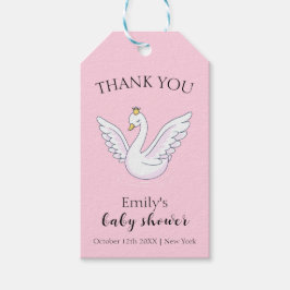 ピンクモダン甘いプリンセススワンベビーシャワー ギフトタグ