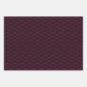 ピンクモダン白黒幾何日本の波 ラッピングペーパーシート (正面2)