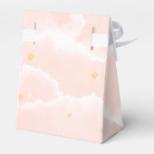 ピンクモダン私たちは雲9女の子の赤ちゃんシャワー上にある フェイバーボックス (裏面サイド)