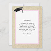 ピンクモダン素朴の写真卒業 サンキューカード (裏面)