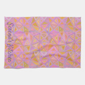 ピンクモダン紫と黄色の幾何学的 キッチンタオル (横)