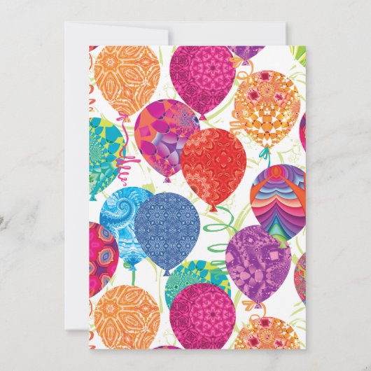 ピンクモダン紫の風船80th誕生日パーティー 招待状 (裏面)