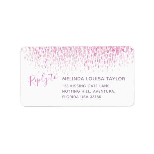 ピンクモダン紫色のグレーの水の色のdabsアドレス ラベル (正面)