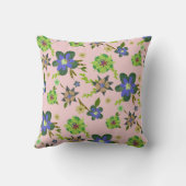 ピンクモダン紫色のハイビスカスパターン クッション (裏面)