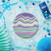 ピンクモダン紫色の波状パターン ペーパープレート (パーティー)