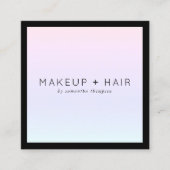 ピンクモダン紫色グラディエント型ホログラフィックメイク スクエア名刺 (正面)