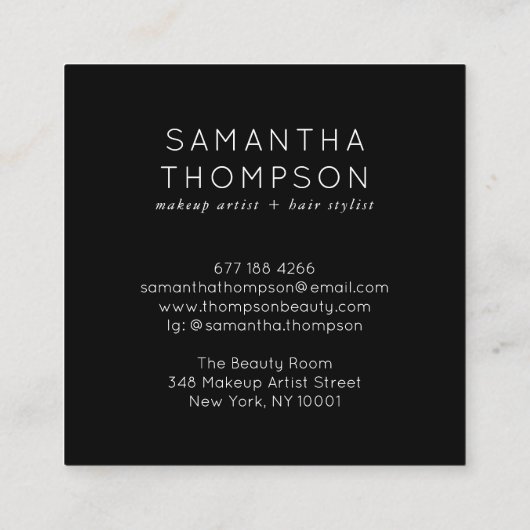 ピンクモダン紫色グラディエント型ホログラフィックメイク スクエア名刺 (裏面)