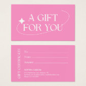 ピンクモダン美しいサロン爪、 ネイルバーギフト券 (正面&裏面)