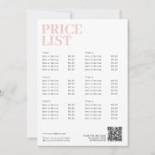 ピンクモダン美しい価格表メニュー小規模企業 (正面)