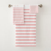 ピンクモダン色のストライプパターン バスタオルセット (インサイチュ)